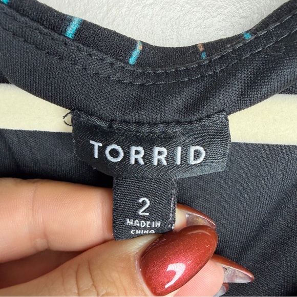 Torrid Black Midi Dress with Stripes - Picture 4 of 11